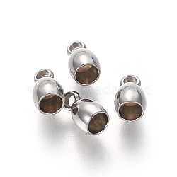 Tarnish Resistant 201 Stainless Steel Cord Ends, End Caps, Barrel, Stainless Steel Color, 8x4.5mm, Hole: 1.6mm, Inner Diameter: 3mm(STAS-L226-017A-P)