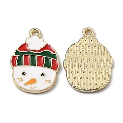 Alloy Enamel Pendants, for Christmas, Snowman, Golden, Red, 22.5x15x1.4mm, Hole: 1.5mm(ENAM-Z001-02G-B)