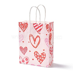 Rectangle Paper Packaging Bags, with Handle, for Gift Bags and Shopping Bags, Valentine's Day Theme, Colorful, 14.9x8.1x21cm(CARB-B002-09D)