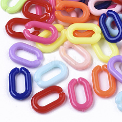 Opaque Acrylic Linking Rings, Quick Link Connectors, For Jewelry Cable Chains Making, Oval, Mixed Color, 15x9x3mm, Inner Diameter: 3.5x9mm, about 2170pcs/500g(SACR-R248-02)