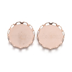 304 Stainless Steel Cabochon Settings, Lace Edge Bezel Cups, Flat Round, Rose Gold, Tray: 15mm, 16x3mm(STAS-P249-16F-RG)