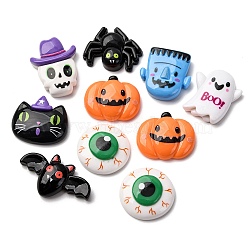 Halloween Theme Opaque Resin Cabochons, Mixed Shapes, Mixed Color, 20.5~32x24.5~37.5x7.5~8mm(RESI-B033-01)