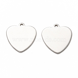201 Stainless Steel Pendants, Stamping Blank Tag, Laser Cut, Heart, Stainless Steel Color, 15.5x15x1mm, Hole: 1.4mm(STAS-I172-16P)