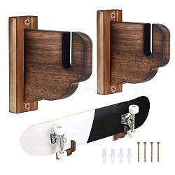 Wooden Wall Mounted Skateboard Displays Stands, Camel, 12.5x13.1x4.1cm(AJEW-WH0471-126)