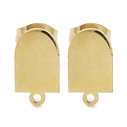 Arch Ion Plating(IP) 304 Stainless Steel Stud Earring Findings, with Loop, Golden, 11.5x7mm, Hole: 1.2mm, Pin: 0.8x11mm(STAS-I206-114G)