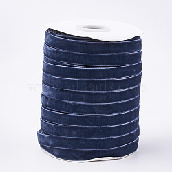 Single Face Velvet Ribbon, Marine Blue, 3/8 inch(9.5~10mm), about 50yards/roll(45.72m/roll)(SRIB-T004-01-06)