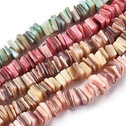 Freshwater Shell Beads Strands, Dyed, Square Heishi Beads, Mixed Color, 8~9x7.5~8x1~4mm, Hole: 0.5mm, 15.2~15.3 inch(38.5~39cm)(BSHE-O017-10)
