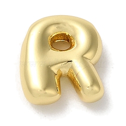 Brass Pendants, Long-Lasting Plated, Real 18K Gold Plated, Letter R, 10x9x3.5mm, Hole: 1.4mm(KK-S391-02G-R)