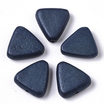 Painted Natural Wood Beads, Triangle, Marine Blue, 16x15~16x5.5mm, Hole: 1.5mm