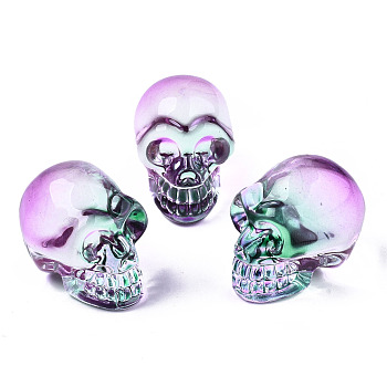 K9 Glass Display Decorations, Skull, for Halloween, Orchid, 22x18x26mm