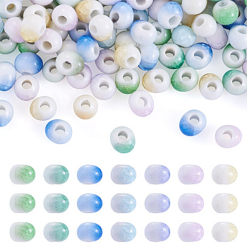 200Pcs Handmade Porcelain Beads, Crackle Beads, Oval, 7.5x6x5.5mm, Hole: 2.5mm, 200pcs