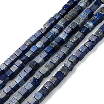 Natural Lapis Lazuli Beads Strands, Cube, 4x4x4mm, Hole: 0.7mm, about 85pcs/Strand, 15.2 inch(38.5cm)