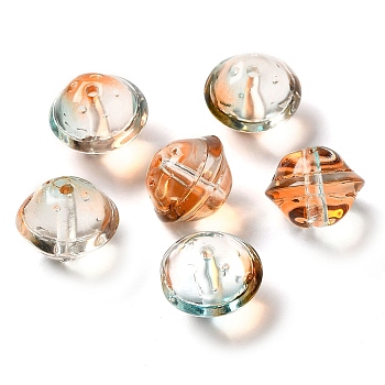Transparent Glass Beads, Round, Chocolate, 15.5x12mm, Hole: 1.8mm