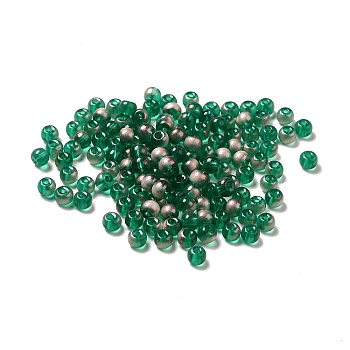 6/0 Transparent Glass Seed Beads, Round Hole, Rondelle, Green, 4~4.5x3~4mm, Hole: 0.8~1.5mm