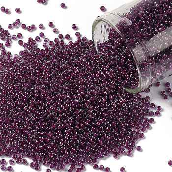 TOHO Round Seed Beads, Japanese Seed Beads, (1076) Inside Color Grey/Magenta Lined, 15/0, 1.5mm, Hole: 0.7mm, about 3000pcs/10g