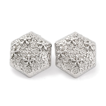 Non-Tarnish 304 Stainless Steel Stud Earrings, Hexagon, Stainless Steel Color, 20x18.5mm