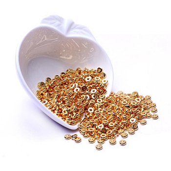 Brass Spacer Beads, Long-Lasting Plated, Flat Round, Golden, 1/4 inch(5mm)