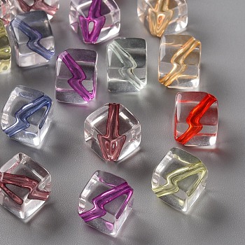 Transparent Acrylic Beads, Cube, Mixed Color, 13x14x13mm, Hole: 1.8mm, Side Length: 10mm, about 480pcs/500g