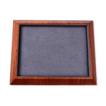 Rectangle Wood Pesentation Jewelry Bracelets Display Tray, Covered with Microfiber, Coin Stone Organizer, Gray, 25x20x2.1cm