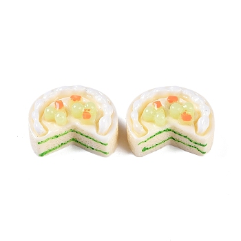 Opaque Resin Imitation Food Decoden Cabochons, Fruit Cake, White, 16x20.5x10.5mm