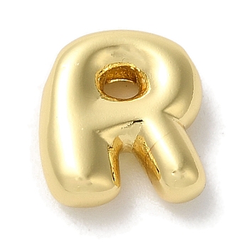 Brass Pendants, Long-Lasting Plated, Real 18K Gold Plated, Letter R, 10x9x3.5mm, Hole: 1.4mm