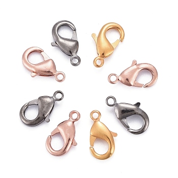 Brass Lobster Claw Clasps, Parrot Trigger Clasps, Cadmium Free & Nickel Free & Lead Free, Mixed Color, 12x7x3mm, Hole: 1mm