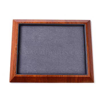Rectangle Wood Pesentation Jewelry Bracelets Display Tray, Covered with Microfiber, Coin Stone Organizer, Gray, 25x20x2.1cm(ODIS-P008-19B-01)