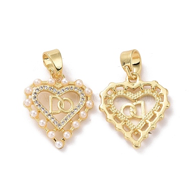 Heart Brass Micro Pave Clear Cubic Zirconia Pendants(KK-G406-25G)-2