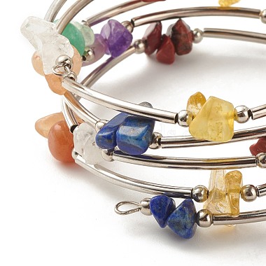 5-bracelets enveloppants en perles de pierre mélangées naturelles à boucles pour femmes(BJEW-JB01517-11)-5