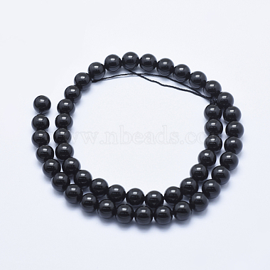Natural Black Tourmaline Beads Strands(G-E444-27-8mm)-2