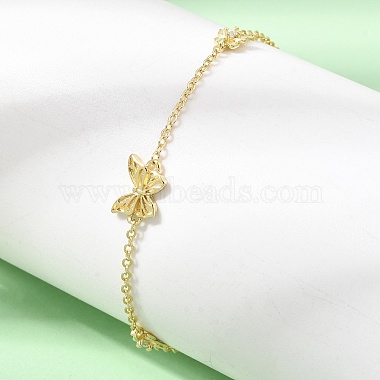 Brass Butterfly Link Bracelets(KK-CBAFF9E-01G)-3