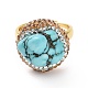 Adjustable Natural Turquoise Nugget Adjustable Ring with Rhinestone(RJEW-A011-10G)-3