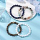 4Pcs Constellation 8mm Round Natural Lapis Lazuli & Malaysia Jade & Flower Amazonite & Yellow Tiger Eye Beaded Stretch Bracelets for Women(BJEW-JB10638)-2