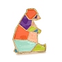 Origami Bear Enamel Pin, Cute Animal Alloy Enamel Brooch for Children Student Women Gift, Golden, Colorful, 20.5x15.6x10.6mm