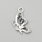 Alloy Enamel Pendants, with Rhinestone, Butterfly Charm, Black, 25x14.5x2.8mm, Hole: 2.4mm(FIND-TAC0035-22P-01)