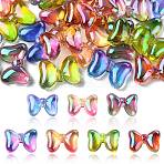 30Pcs Gradient Color Opaque Acrylic Beads, Bowknot, Mixed Color, 20x28.5x10mm, Hole: 2.8mm(OACR-CJ0002-28)