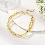 Rack Plating Brass Beaded Double Layers Bracelets for Women, Round, Real 18K Gold Plated, 7.48 inch(19cm)(BJEW-JB14138)