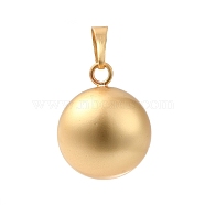 Rack Plating Brass Bell Pendants, Pregnancy Bola, Round Charms, Matte Gold Color, 24.5x20.5mm, Hole: 7.5x4.5mm(KK-I682-01A-MG)