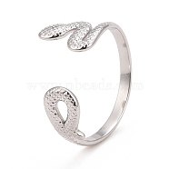 304 Stainless Steel Snake Wrap Open Cuff Ring for Women, Stainless Steel Color, US Size 7 3/4(17.9mm)(RJEW-C025-18P)