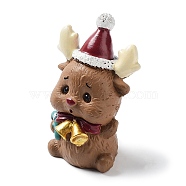 Christmas Animals Resin Sculpture Ornament, for Home Desktop Decorations, Deer, 37x31x55mm(RESI-K025-01C)