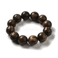 Wood Bead Bracelets, Buddhist Jewelry, Stretch Bracelets, Coffee, Inner Diameter: 6.5cm(BJEW-B080-29)