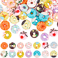 56Pcs 14 Styles Opaque Resin Cabochons, Imitation Food, Donut, Mixed Color, 19~22.5x7~10.5mm, 4pcs/style(CRES-SC0002-71)