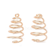 Brass Wire Pendants, Spiral Bead Cage Pendants, Light Gold, 21x6~12.5mm, Hole: 10.5mm(KK-JF00002-01)