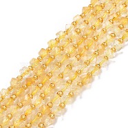 Natural Citrine Beads Strands, with Seed Beads, Faceted, Diagonal Cube Beads, 5~6x5~6x4~5mm, Hole: 1mm, about 49~55pcs/strand, 15.35''~15.75''(39~40cm)(G-P463-11)