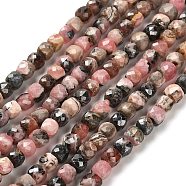 Natural Argentina Rhodonite Beads Strands, Faceted, Cube, 4.5x4.5x4.5mm, Hole: 0.8mm, about 93pcs/strand, 15.35''(39cm)(G-B107-B01-01)