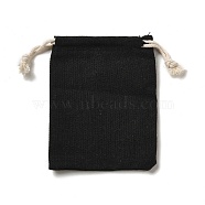 Rectangle Cloth Packing Pouches, Drawstring Bags, Black, 11.8x8.75x0.55cm(ABAG-A008-01B-08)