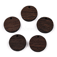 Natural Wenge Wood Pendants, Undyed, Flat Round Charms, Coconut Brown, 19x3.5mm, Hole: 1.8mm(WOOD-T023-29B-01)