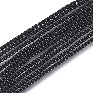 Glass Beads Strands, Round, Black, 2mm, Hole: 0.6mm, about 180pcs/strand, 14.17 inch(36cm)(EGLA-I013-2mm-NA01)