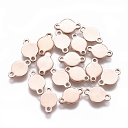 Ion Plating(IP) 304 Stainless Steel Links connectors, Flat Round, Rose Gold, 6x9.5x0.8mm, Hole: 1mm(STAS-G200-04A-RG)