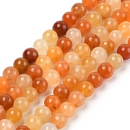 Natural Golden Silk Jade Beads Strands, Round, 8mm, Hole: 1.2mm, about 48pcs/strand, 14.96 inch(38cm)(G-N344-01C-01)